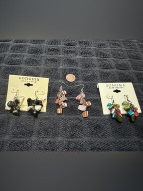 NWT Sonoma Multi-Pair Assortment: Black, Pink, and Multicolor Dangle Earrings